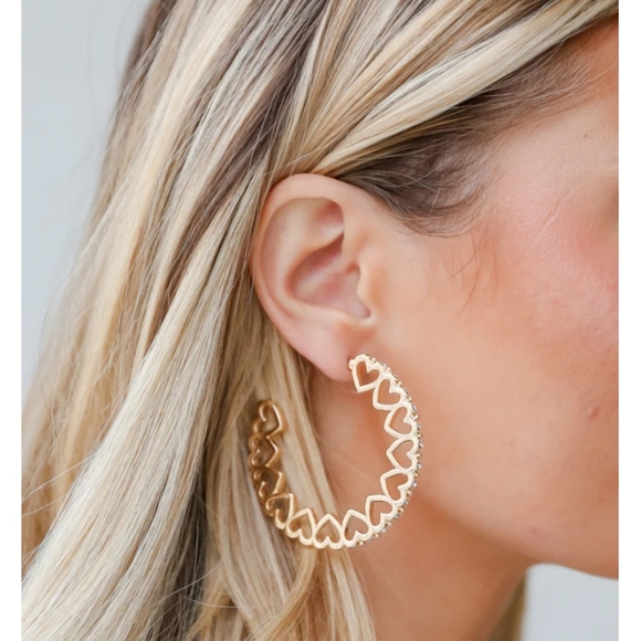 Heart Hoop Earrings - Picture 3 of 8